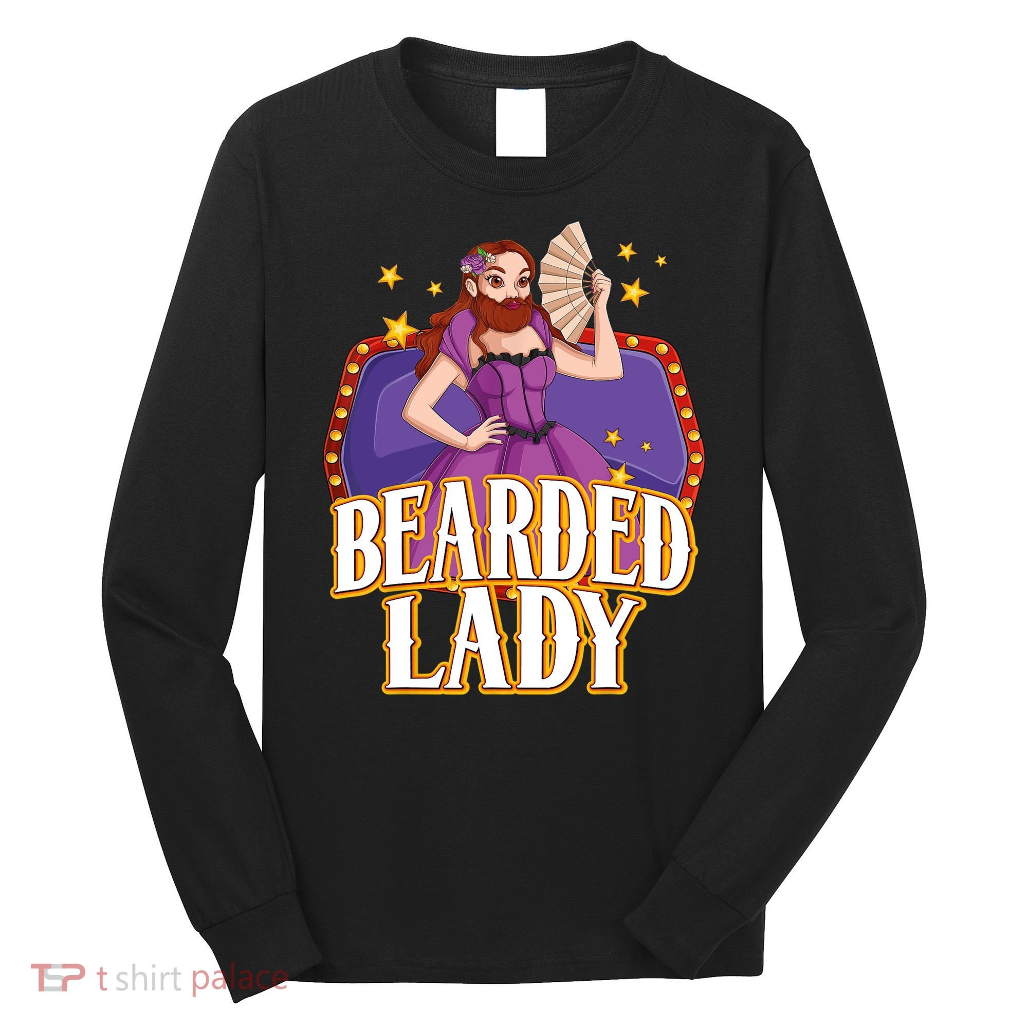 Bearded Lady Costume Circus Staff Carnival Lovers Long Sleeve Shirt