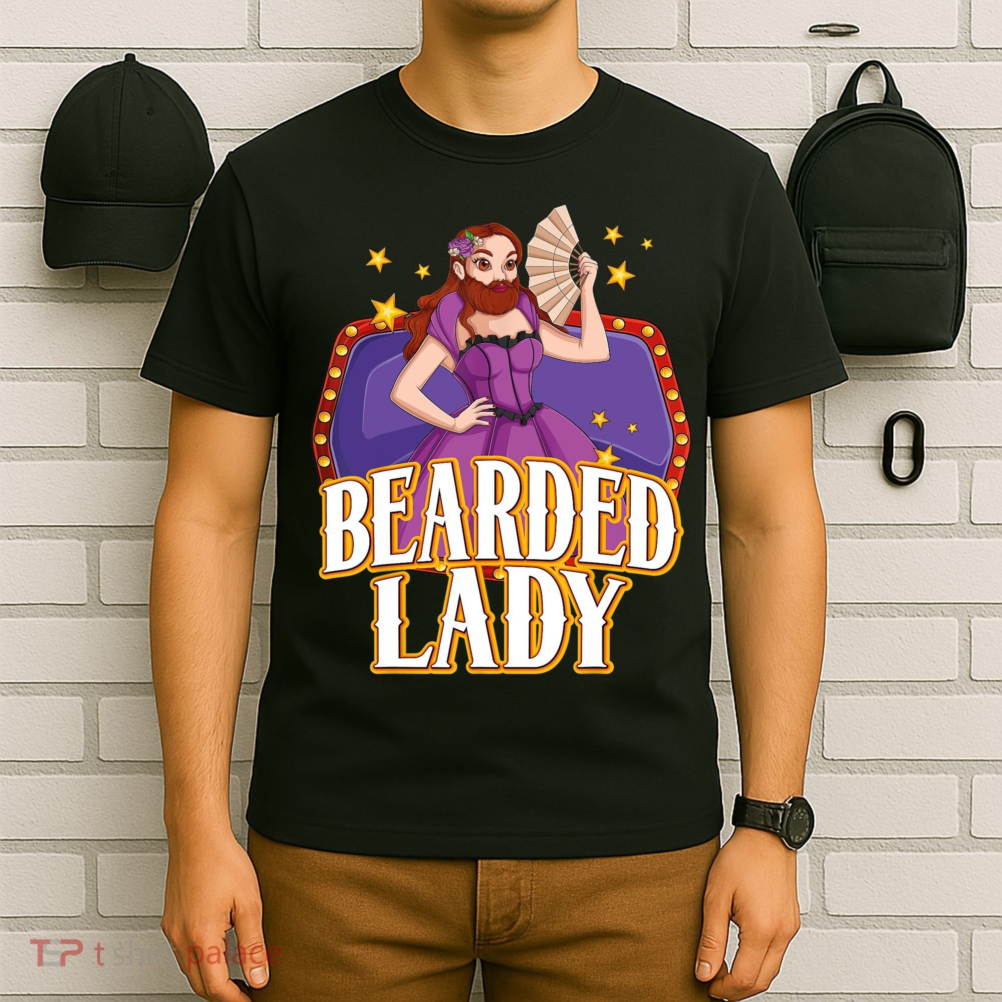 Bearded Lady Costume Circus Staff Carnival Lovers T-Shirt
