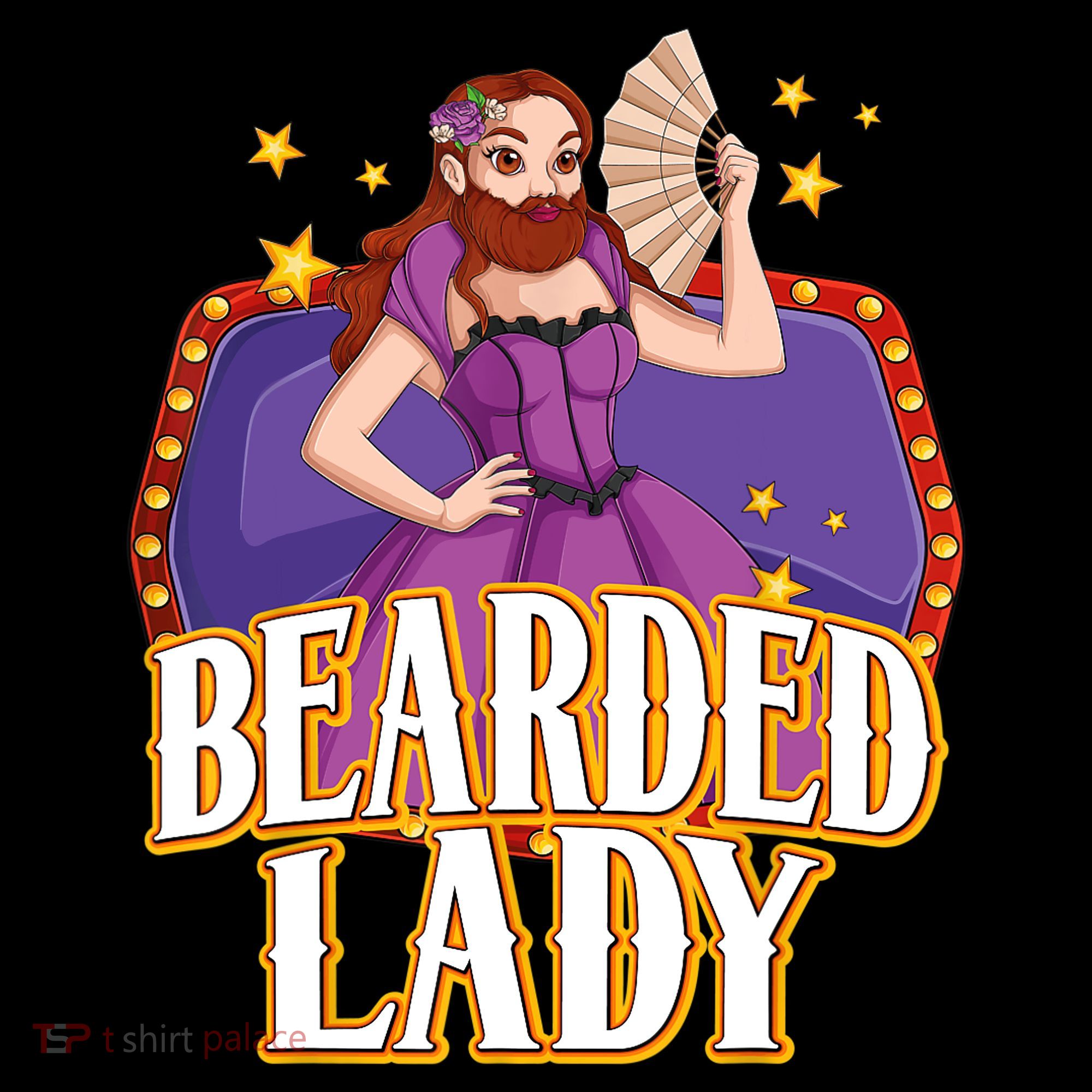 Bearded Lady Costume Circus Staff Carnival Lovers T-Shirt