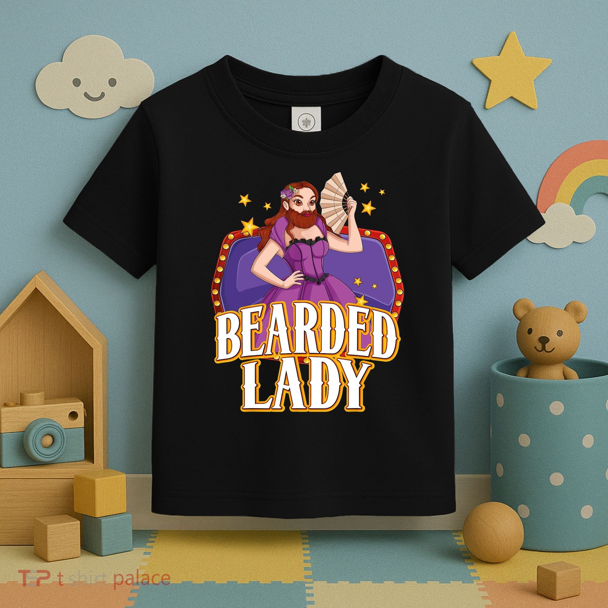 Bearded Lady Costume Circus Staff Carnival Lovers Toddler T-Shirt