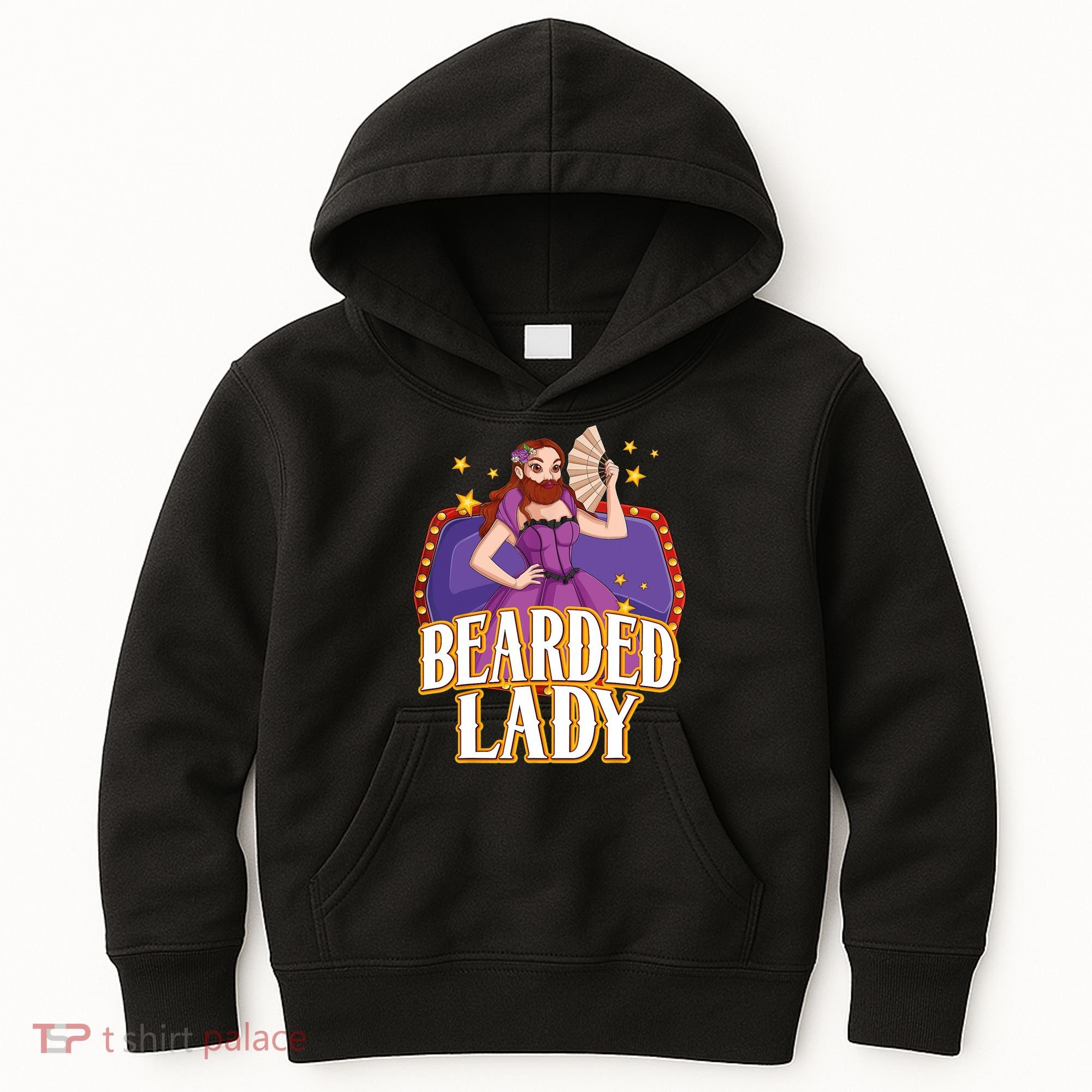 Bearded Lady Costume Circus Staff Carnival Lovers Kids Hoodie