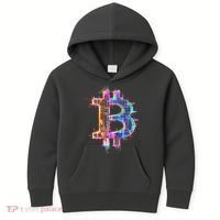 Bitcoin Logo Crypto Trader Investor Cryptocurrency BTC Kids Hoodie thumb 0