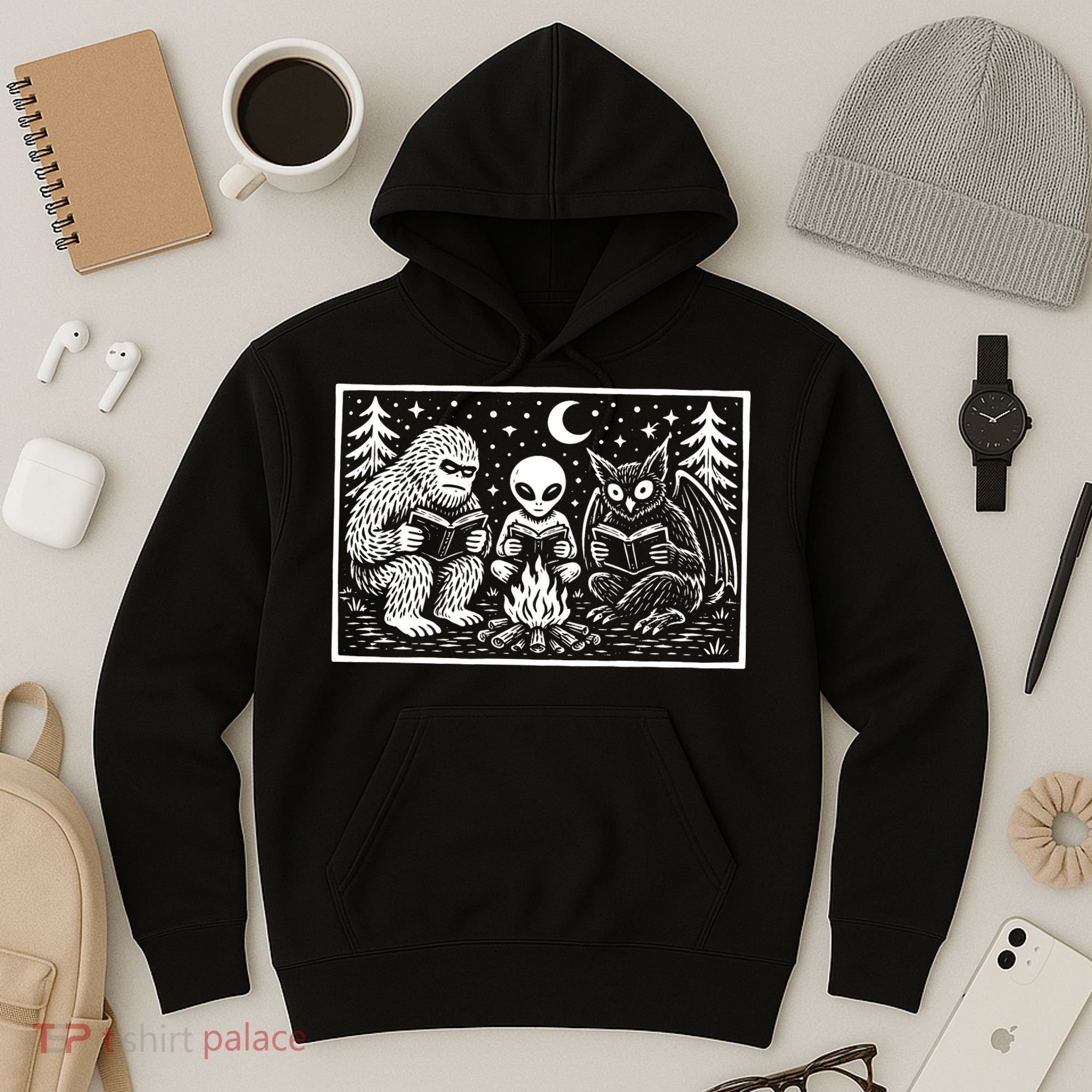 Book Lover Cryptid Club Reader Gift Hoodie