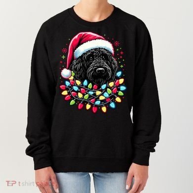 Black Labradoodle Christmas Tree Xmas Lights Doodle Dog Women's Sweatshirt