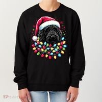 Black Labradoodle Christmas Tree Xmas Lights Doodle Dog Women's Sweatshirt thumb 0