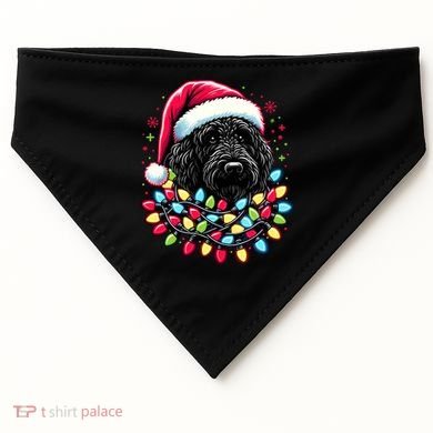 Black Labradoodle Christmas Tree Xmas Lights Doodle Dog USA-Made Doggie Bandana