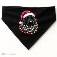 Black Labradoodle Christmas Tree Xmas Lights Doodle Dog USA-Made Doggie Bandana thumb 0