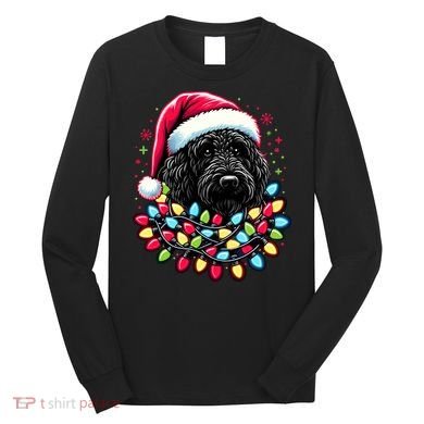 Black Labradoodle Christmas Tree Xmas Lights Doodle Dog Long Sleeve Shirt