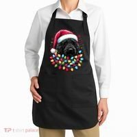 Black Labradoodle Christmas Tree Xmas Lights Doodle Dog Apron thumb 2