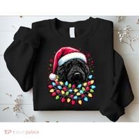 Black Labradoodle Christmas Tree Xmas Lights Doodle Dog Sweatshirt thumb 2