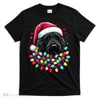 Black Labradoodle Christmas Tree Xmas Lights Doodle Dog T-Shirt thumb 0