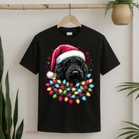 Black Labradoodle Christmas Tree Xmas Lights Doodle Dog T-Shirt thumb 2