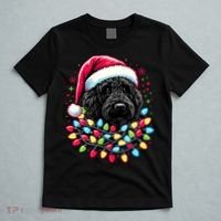 Black Labradoodle Christmas Tree Xmas Lights Doodle Dog T-Shirt thumb 5