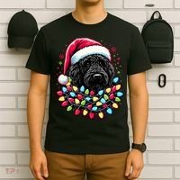 Black Labradoodle Christmas Tree Xmas Lights Doodle Dog T-Shirt thumb 6