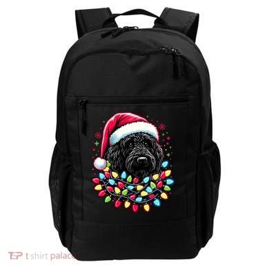 Black Labradoodle Christmas Tree Xmas Lights Doodle Dog Backpack