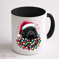 Black Labradoodle Christmas Tree Xmas Lights Doodle Dog Coffee Mug thumb 1