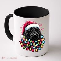 Black Labradoodle Christmas Tree Xmas Lights Doodle Dog Coffee Mug thumb 0