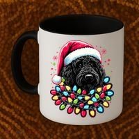 Black Labradoodle Christmas Tree Xmas Lights Doodle Dog Coffee Mug thumb 2