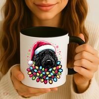 Black Labradoodle Christmas Tree Xmas Lights Doodle Dog Coffee Mug thumb 3