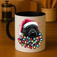 Black Labradoodle Christmas Tree Xmas Lights Doodle Dog Coffee Mug thumb 4