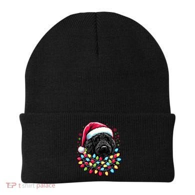 Black Labradoodle Christmas Tree Xmas Lights Doodle Dog Beanie