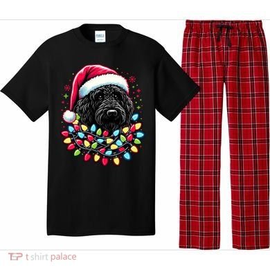 Black Labradoodle Christmas Tree Xmas Lights Doodle Dog Pajama Set