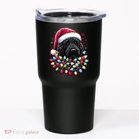 Black Labradoodle Christmas Tree Xmas Lights Doodle Dog Tumbler thumb 0