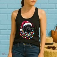 Black Labradoodle Christmas Tree Xmas Lights Doodle Dog Women's Tank Top thumb 2