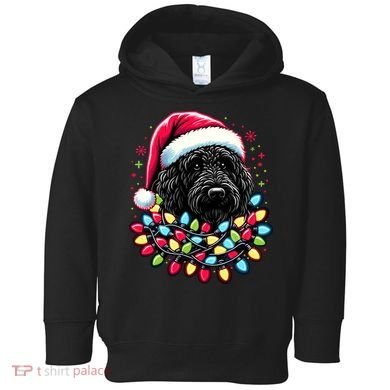 Black Labradoodle Christmas Tree Xmas Lights Doodle Dog Toddler Hoodie