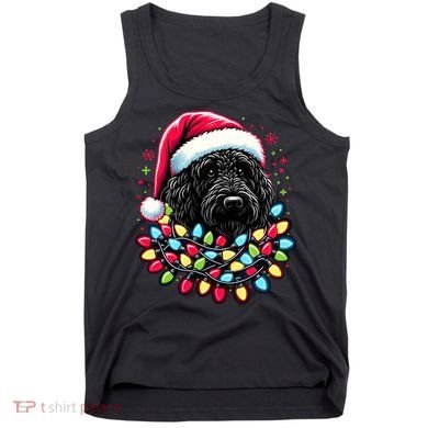 Black Labradoodle Christmas Tree Xmas Lights Doodle Dog Tank Top