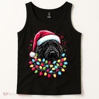 Black Labradoodle Christmas Tree Xmas Lights Doodle Dog Tank Top thumb 2