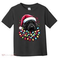 Black Labradoodle Christmas Tree Xmas Lights Doodle Dog Toddler T-Shirt thumb 0