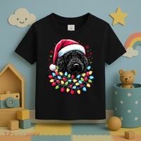 Black Labradoodle Christmas Tree Xmas Lights Doodle Dog Toddler T-Shirt thumb 3