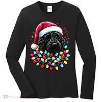 Black Labradoodle Christmas Tree Xmas Lights Doodle Dog Women's Long Sleeve Shirt thumb 0