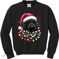 Black Labradoodle Christmas Tree Xmas Lights Doodle Dog Kids Sweatshirt thumb 0