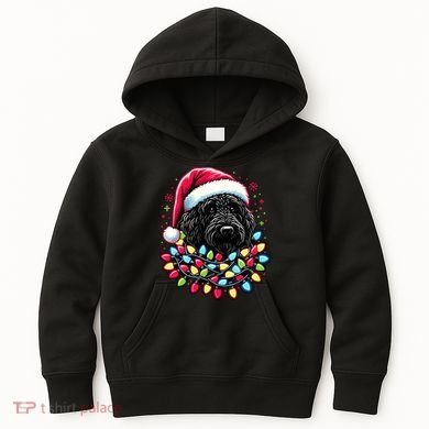 Black Labradoodle Christmas Tree Xmas Lights Doodle Dog Kids Hoodie