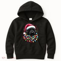 Black Labradoodle Christmas Tree Xmas Lights Doodle Dog Kids Hoodie thumb 0