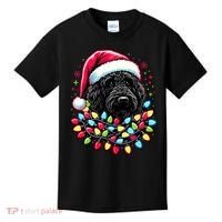Black Labradoodle Christmas Tree Xmas Lights Doodle Dog Kids T-Shirt thumb 0