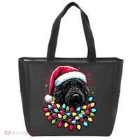 Black Labradoodle Christmas Tree Xmas Lights Doodle Dog Tote Bag thumb 0