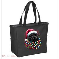 Black Labradoodle Christmas Tree Xmas Lights Doodle Dog Tote Bag thumb 2