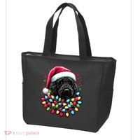 Black Labradoodle Christmas Tree Xmas Lights Doodle Dog Tote Bag thumb 3