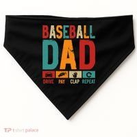 Baseball Lover Dad Drive Pay Slap Repeat Fathers Day Player USA-Made Doggie Bandana thumb 0