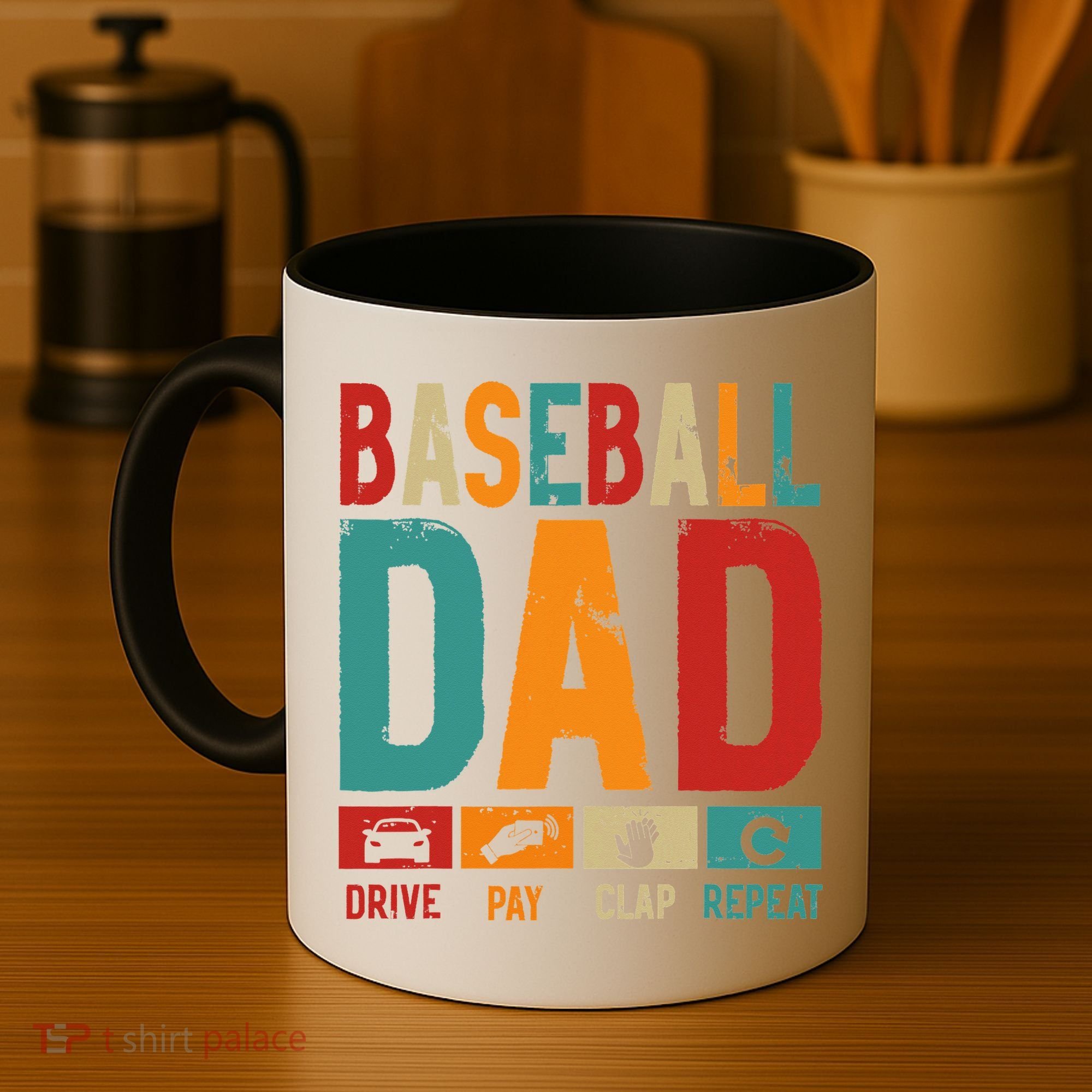 Baseball Lover Dad Drive Pay Slap Repeat Fathers Day Player Coffee Mug
