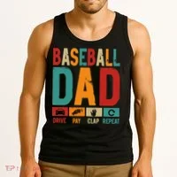 Baseball Lover Dad Drive Pay Slap Repeat Fathers Day Player Tank Top thumb 3