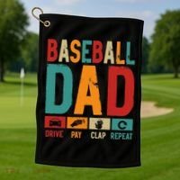 Baseball Lover Dad Drive Pay Slap Repeat Fathers Day Player Golf Towel thumb 1
