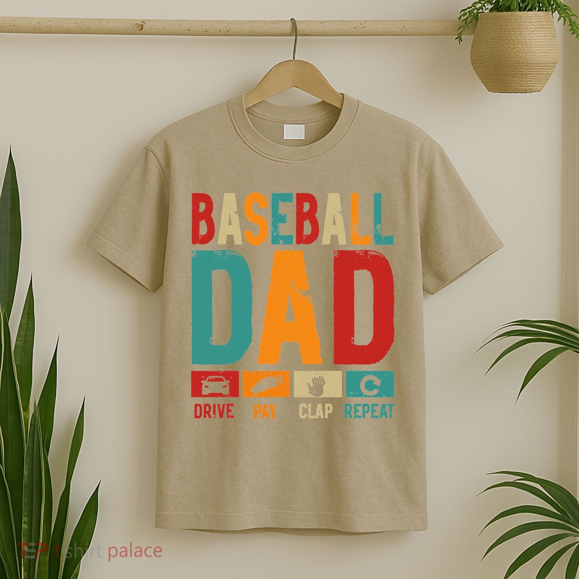Baseball Lover Dad Drive Pay Slap Repeat Fathers Day Player T-Shirt
