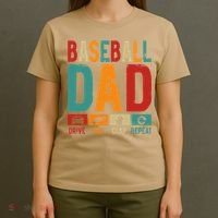Baseball Lover Dad Drive Pay Slap Repeat Fathers Day Player T-Shirt thumb 4