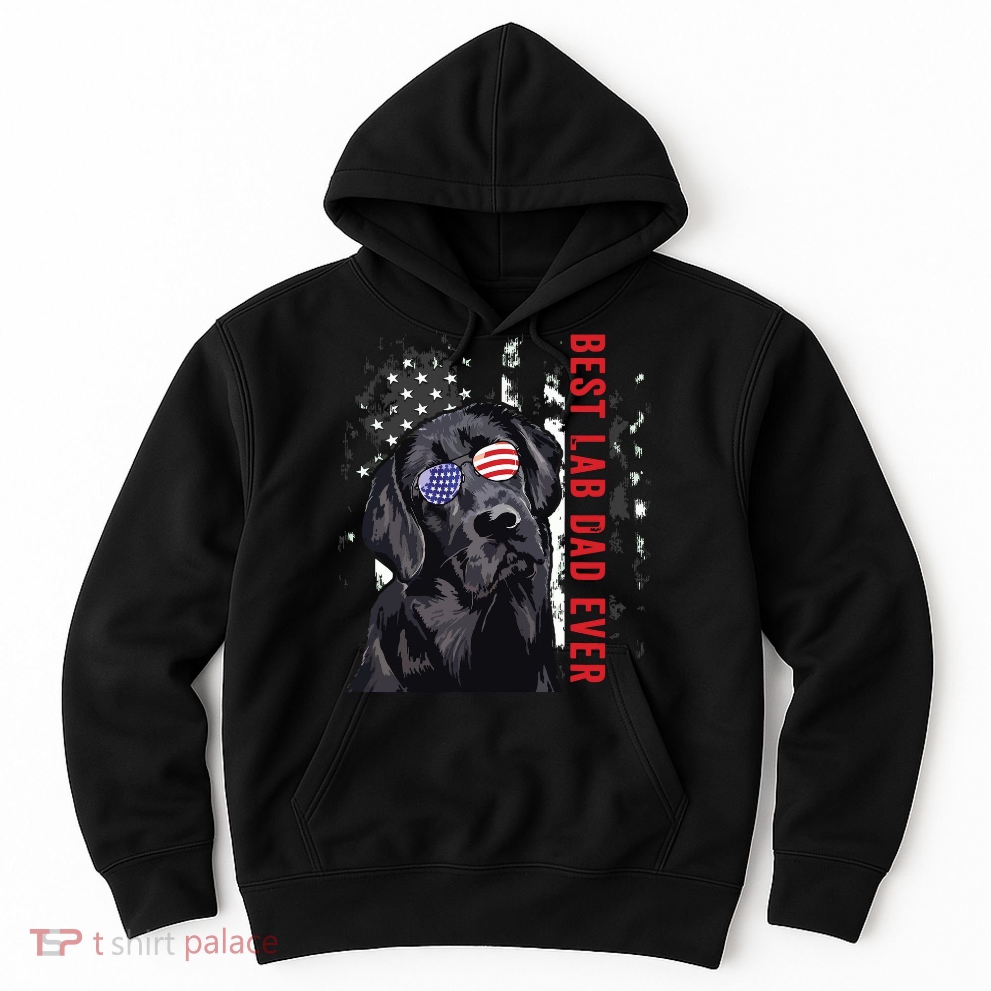 Best Lab Dad Ever Labrador Dog American Flag Fathers Day Hoodie