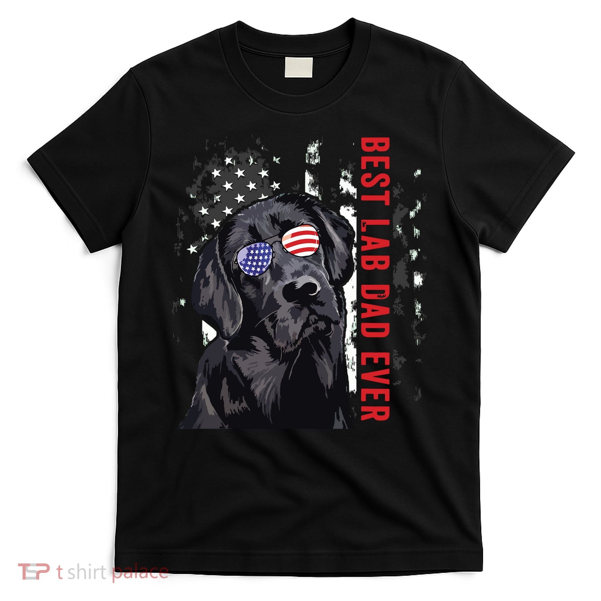 Best Lab Dad Ever Labrador Dog American Flag Fathers Day T-Shirt