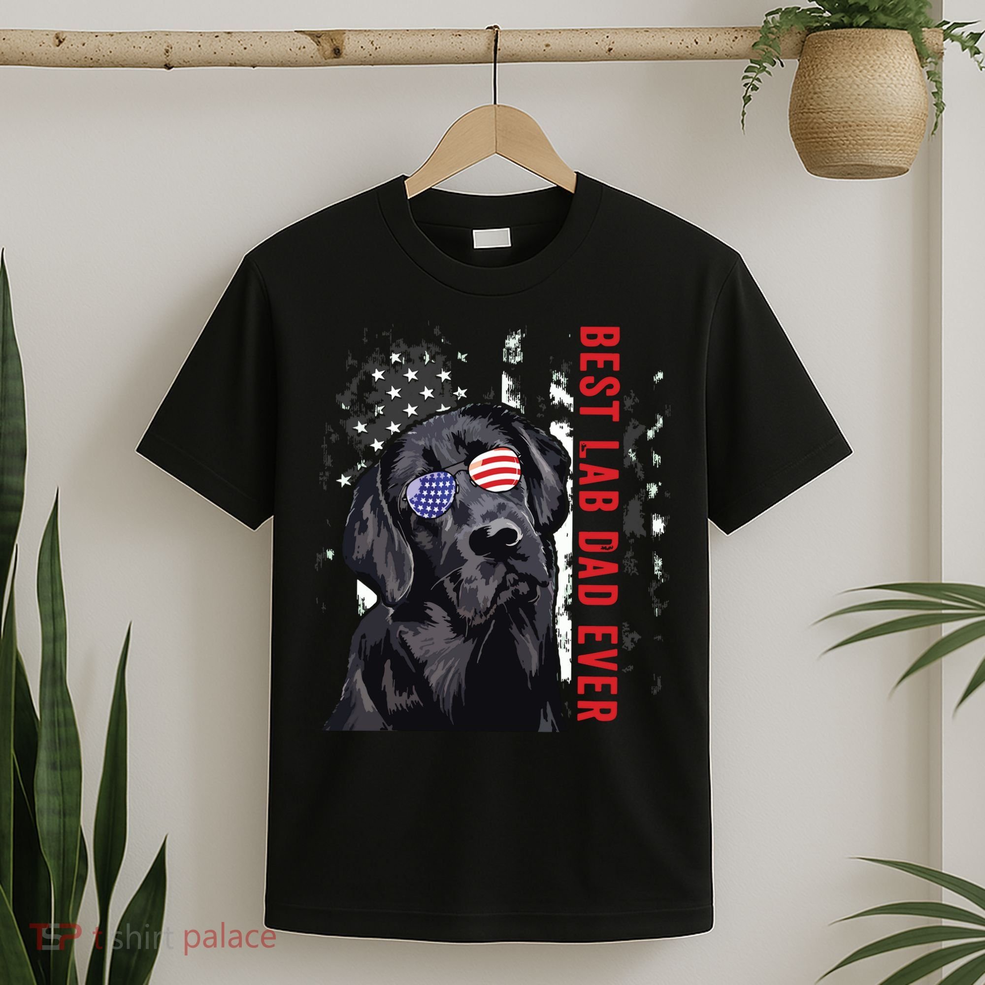Best Lab Dad Ever Labrador Dog American Flag Fathers Day T-Shirt